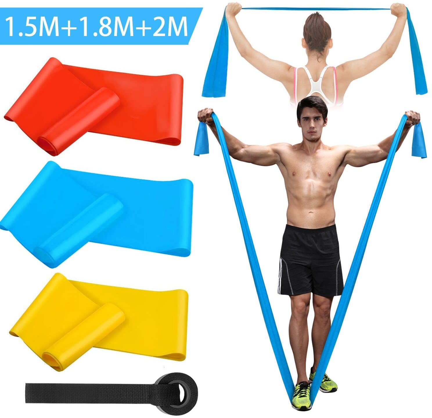 Pilates Bar Kit With Resistance Bands - أربطة اللياقة البدنية المرنة 3 قطعة