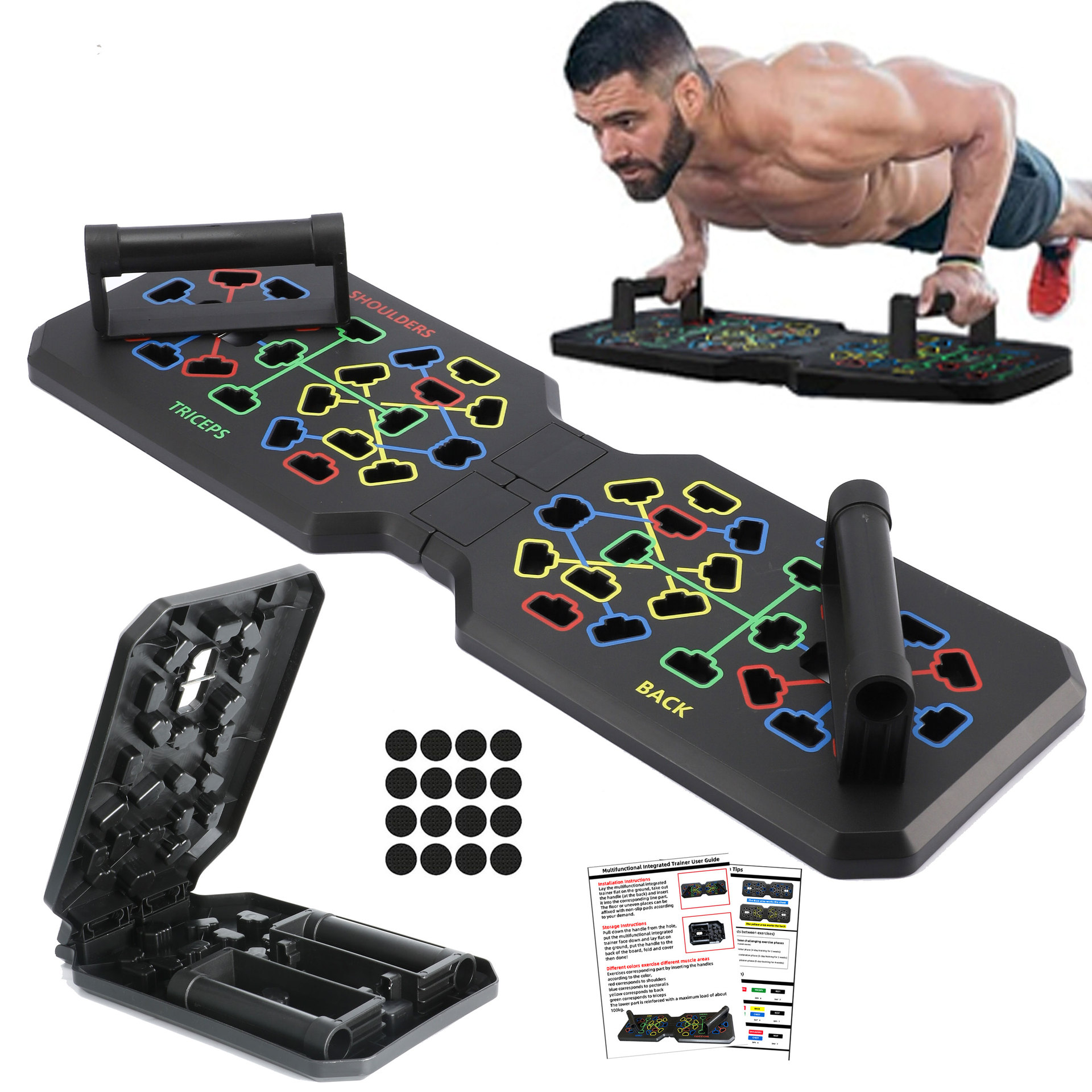 نظام لوح تمارين الضغط القابل ل - مراجعة Push Up Board Foldable Multi Function وسعره