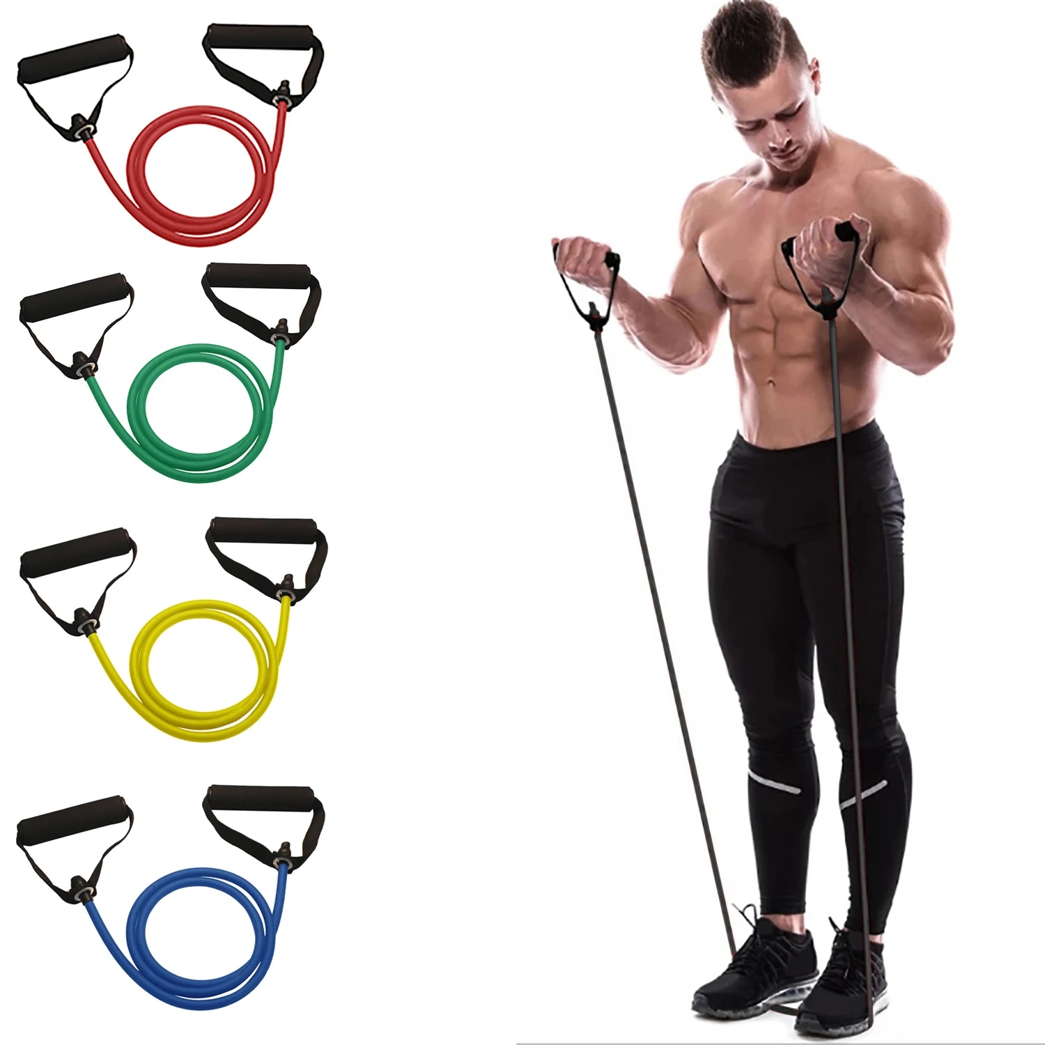 أربطة مقاومة بمقابض، أربطة تمر - مراجعة Resistance Bands Set With Handles وسعره