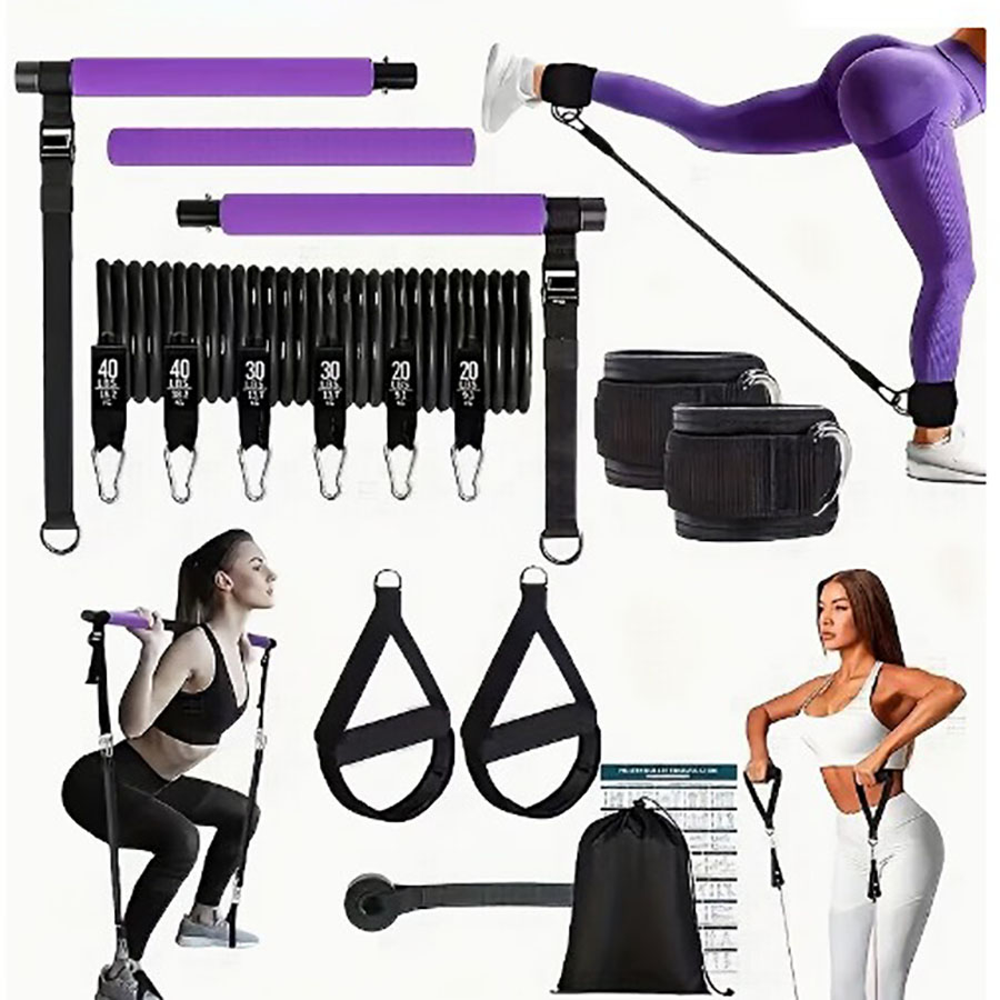 أشرطة مقاومة بوزن 180 رطل مع ق - مراجعة Pilates Bar Kit With Resistance Bands وسعره