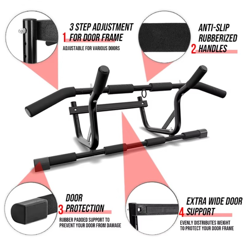 قضيب سحب للأبواب مضاد للانزلاق - مراجعة Door Pull Up Bar No Screw وسعره