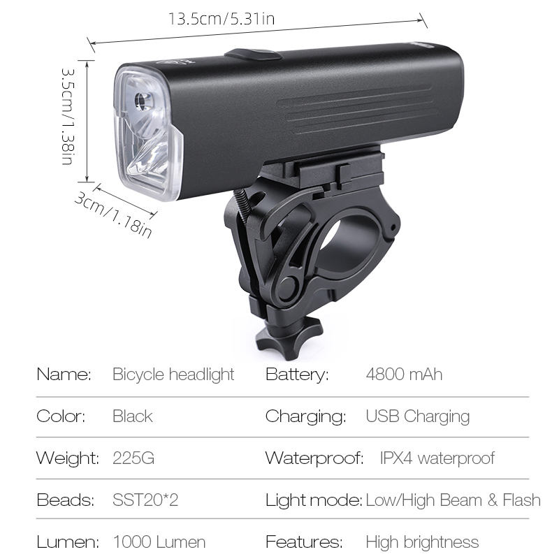 GIYO 1000 لومينز إضاءة دراجة ه - مراجعة Rechargeable Bicycle Headlight 1000 Lumen وسعره